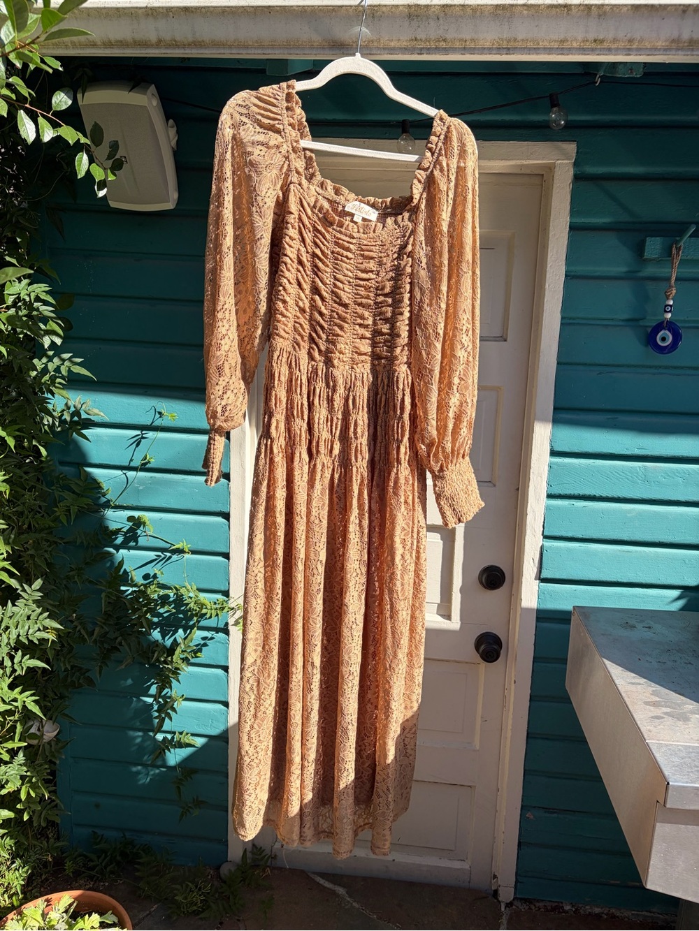 Listicle Juliet  Cappucino Lace Dress, Medium